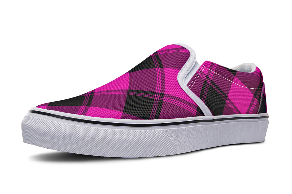 Pretty In Pink Plaid Slip Ons