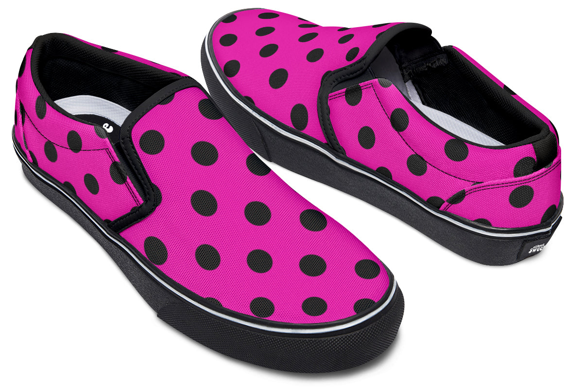 Pretty In Pink Polka Dot Slip Ons
