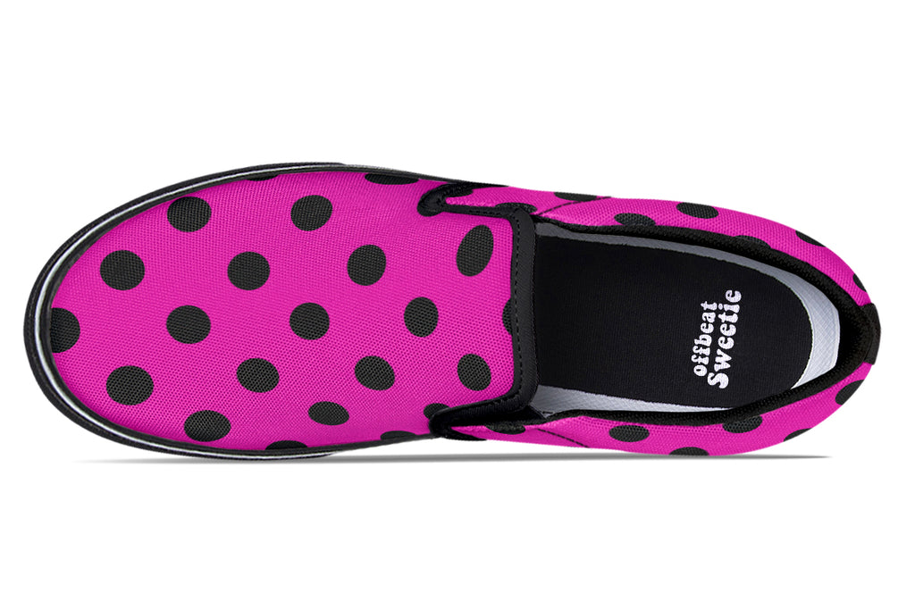 Pretty In Pink Polka Dot Slip Ons