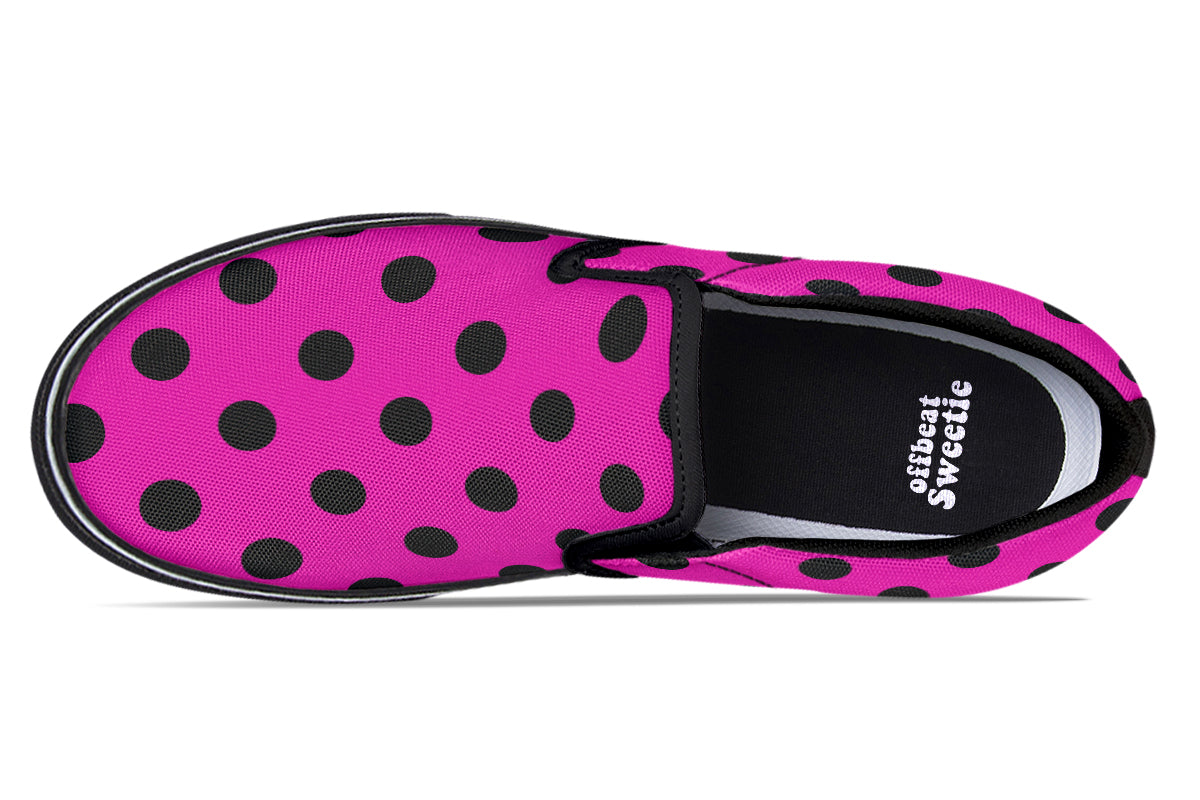 Pretty In Pink Polka Dot Slip Ons