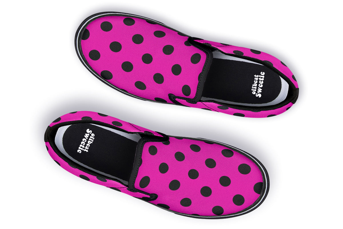 Pretty In Pink Polka Dot Slip Ons