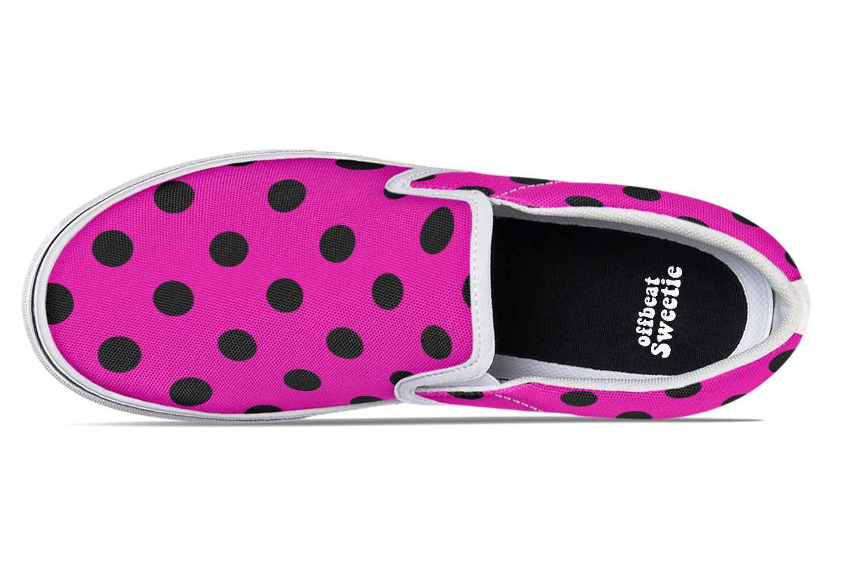 Pretty In Pink Polka Dot Slip Ons