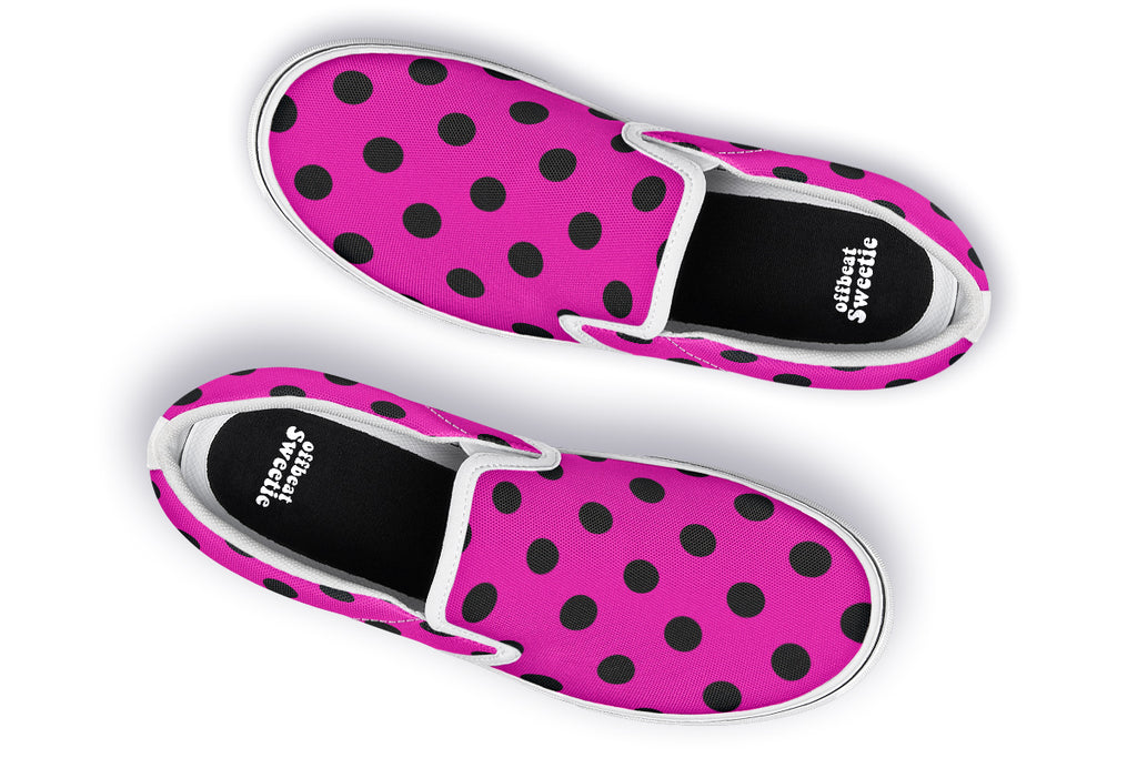 Pretty In Pink Polka Dot Slip Ons