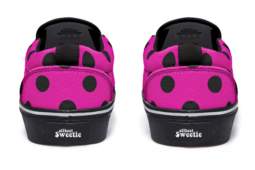 Pretty In Pink Polka Dot Slip Ons