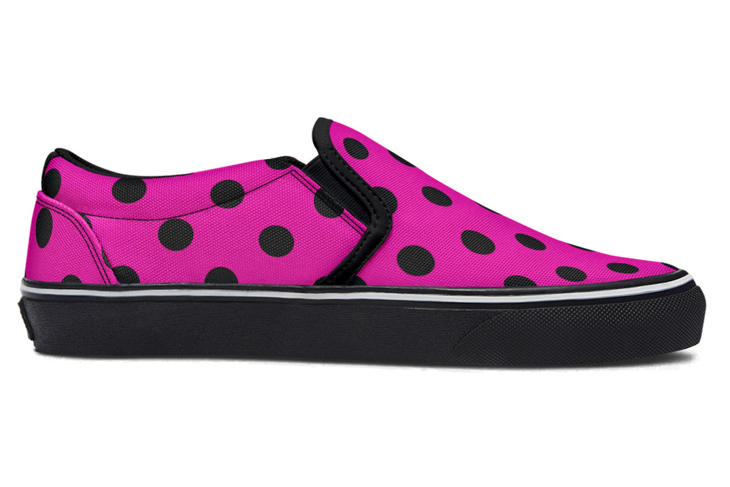 Pretty In Pink Polka Dot Slip Ons
