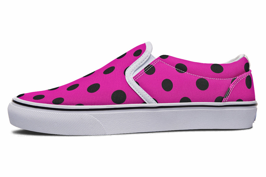 Pretty In Pink Polka Dot Slip Ons