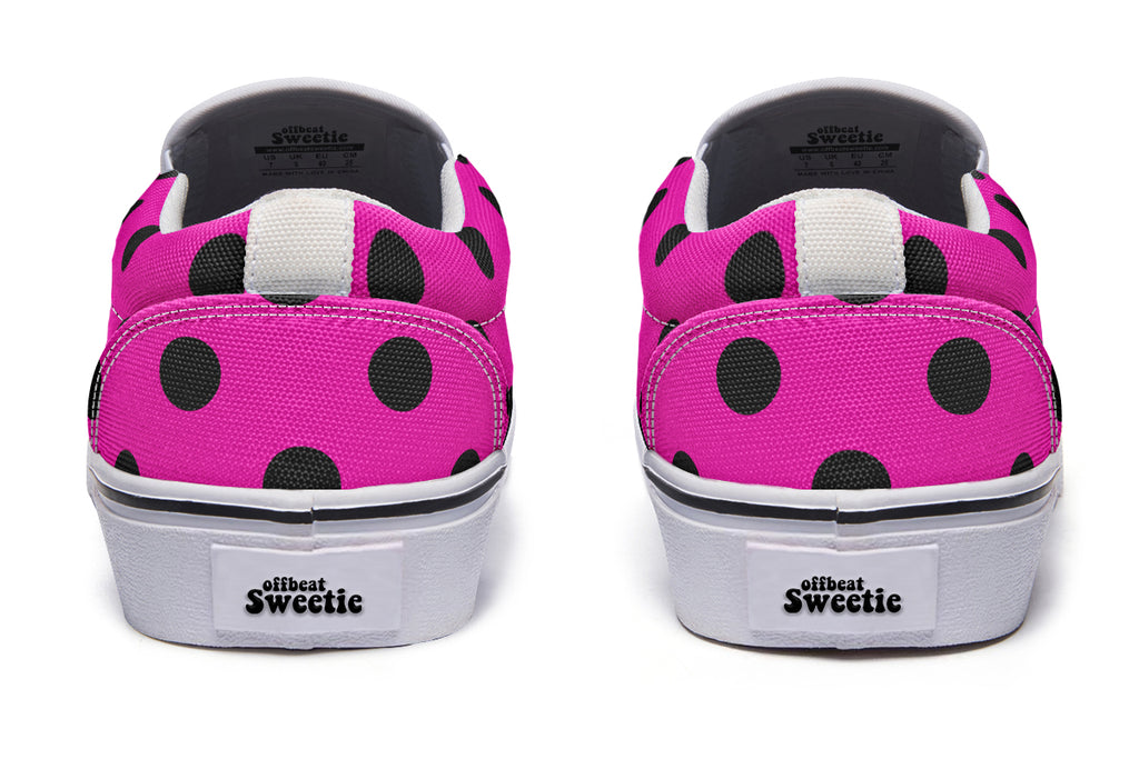 Pretty In Pink Polka Dot Slip Ons
