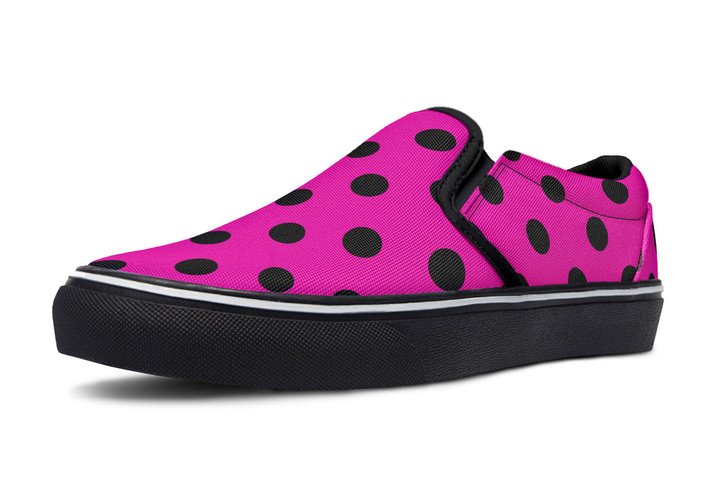 Pretty In Pink Polka Dot Slip Ons