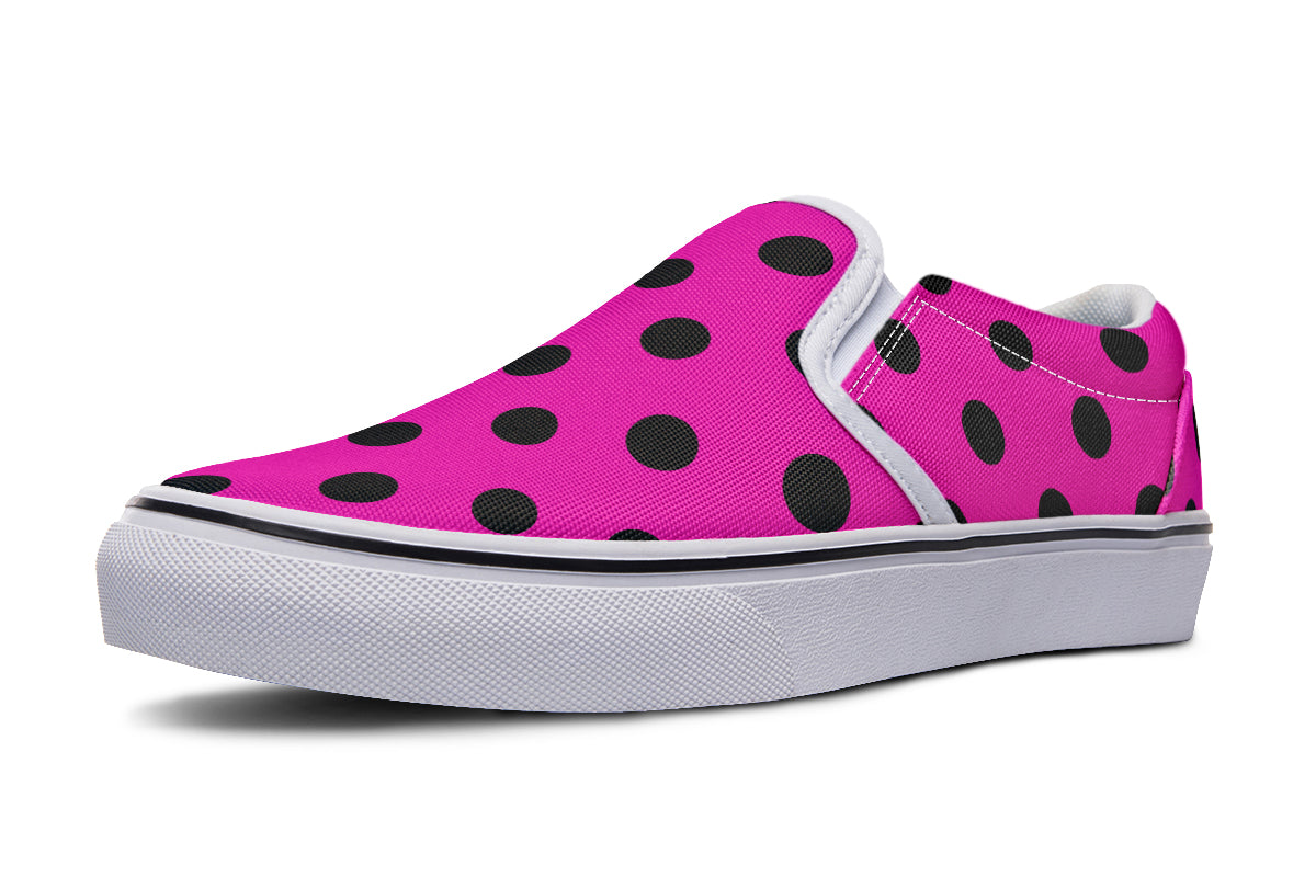 Pretty In Pink Polka Dot Slip Ons