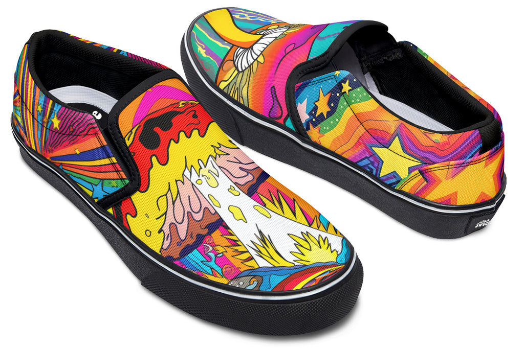 Psychedelic Mushies Slip Ons - Offbeat Sweetie