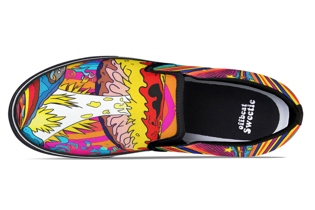 Psychedelic Mushies Slip Ons - Offbeat Sweetie