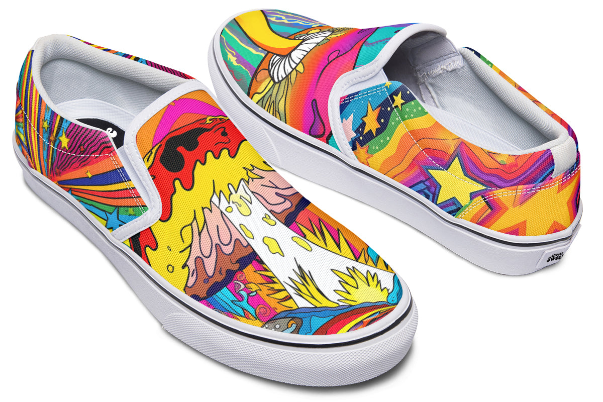 Psychedelic Mushies Slip Ons - Offbeat Sweetie