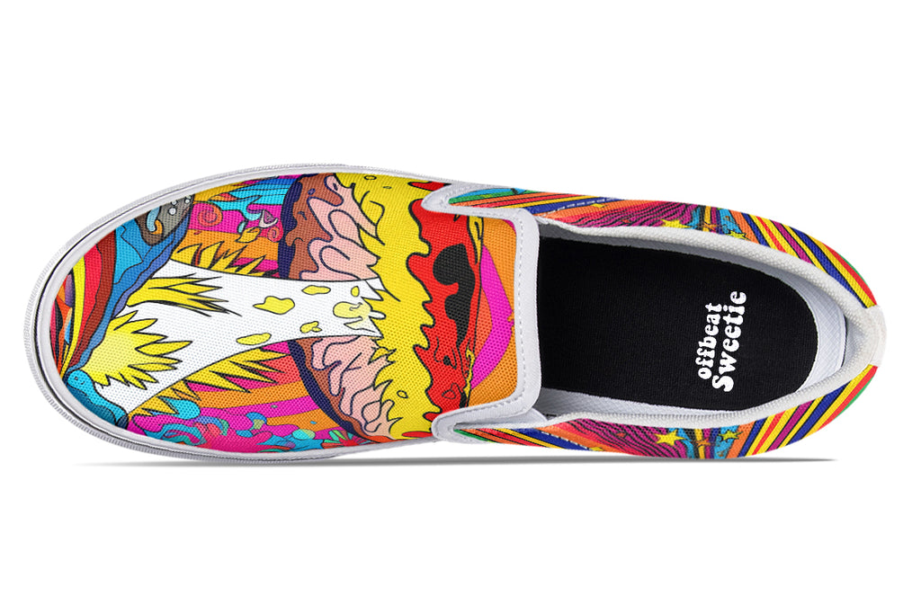 Psychedelic Mushies Slip Ons - Offbeat Sweetie