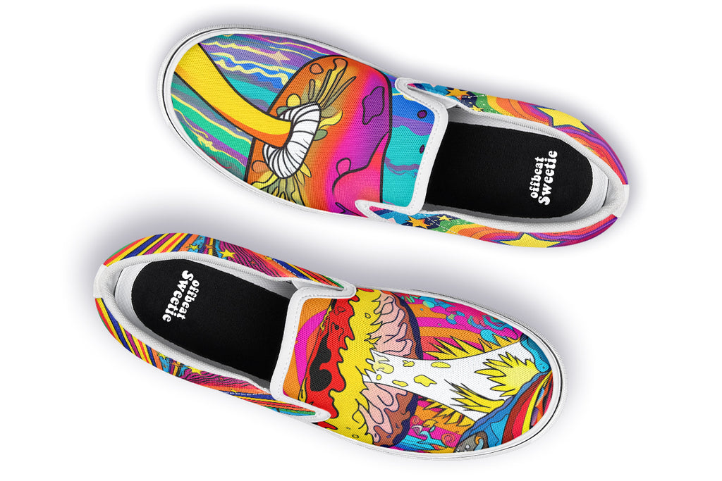 Psychedelic Mushies Slip Ons - Offbeat Sweetie