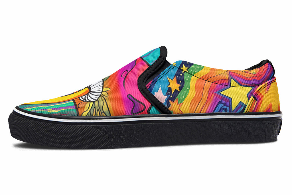 Psychedelic Mushies Slip Ons - Offbeat Sweetie