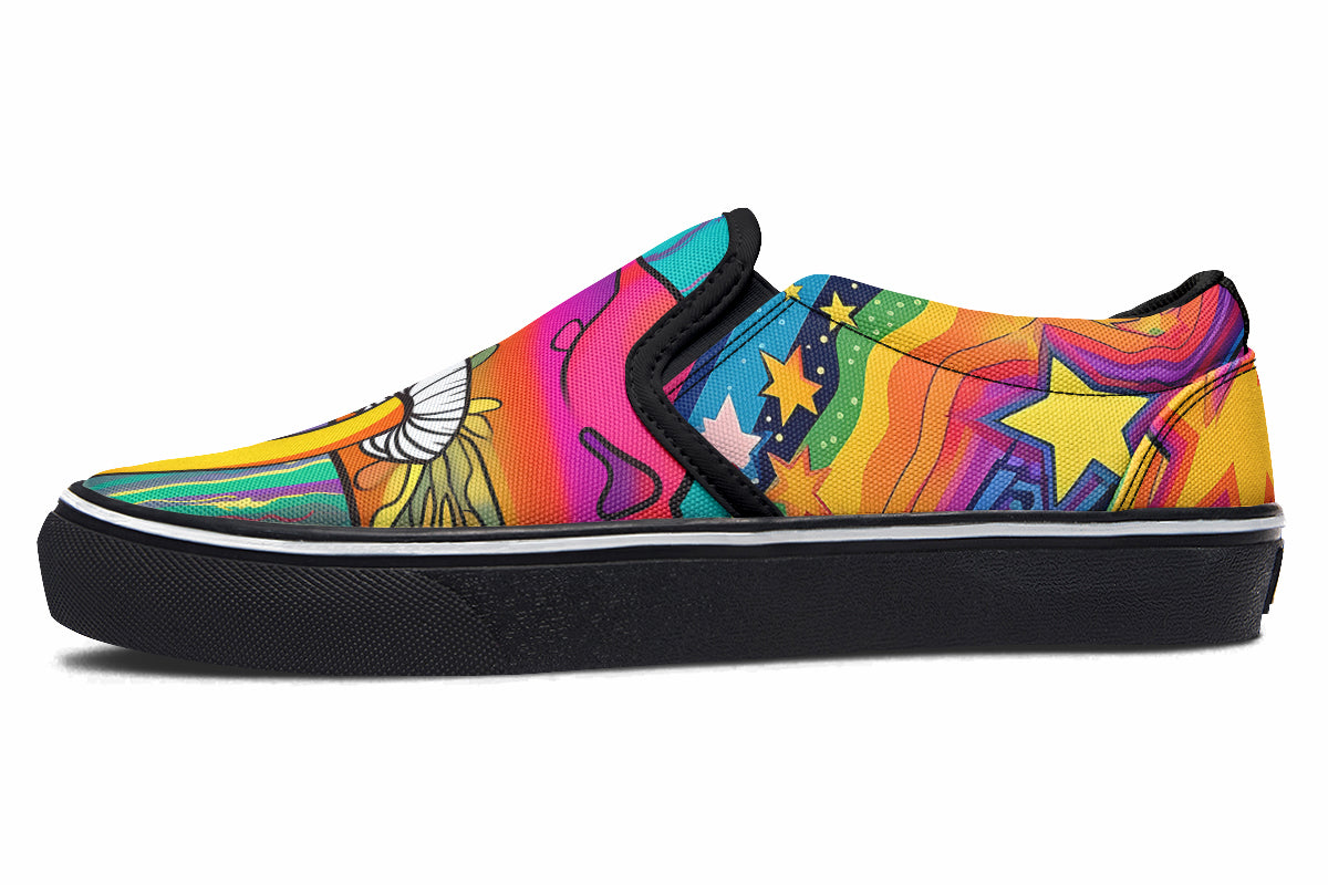 Psychedelic Mushies Slip Ons - Offbeat Sweetie