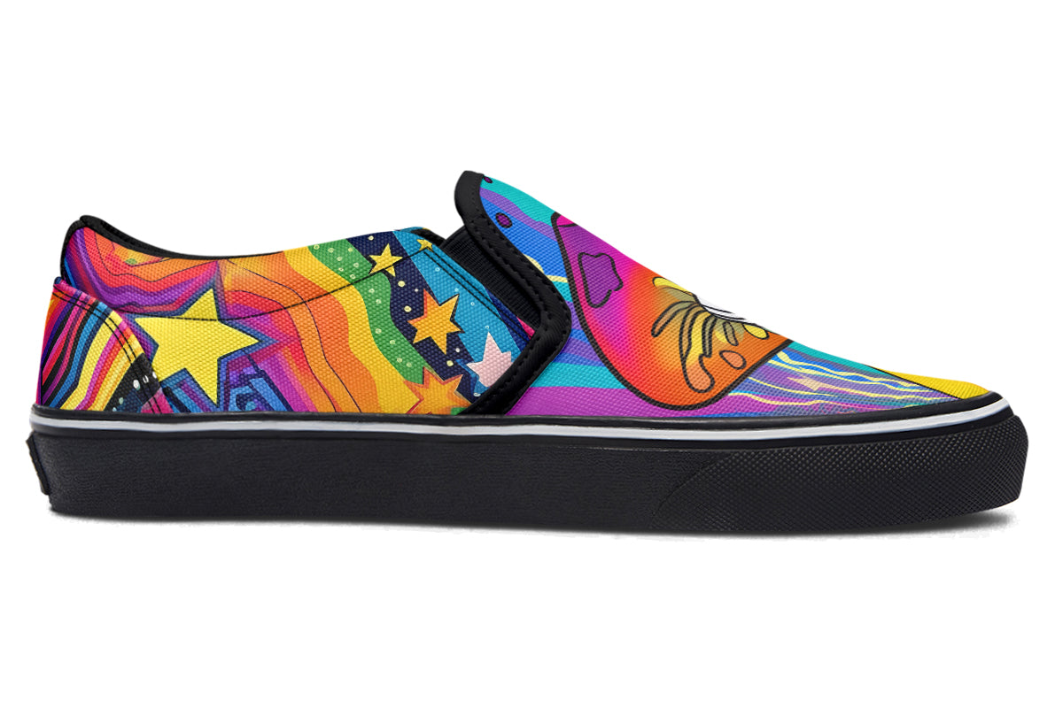Psychedelic Mushies Slip Ons - Offbeat Sweetie