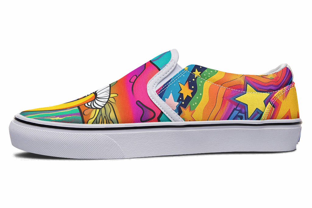 Psychedelic Mushies Slip Ons - Offbeat Sweetie
