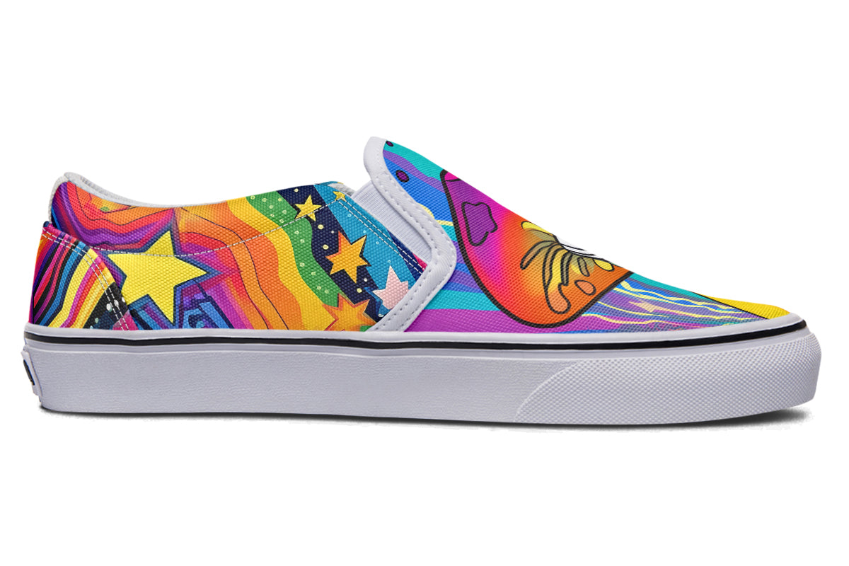 Psychedelic Mushies Slip Ons - Offbeat Sweetie