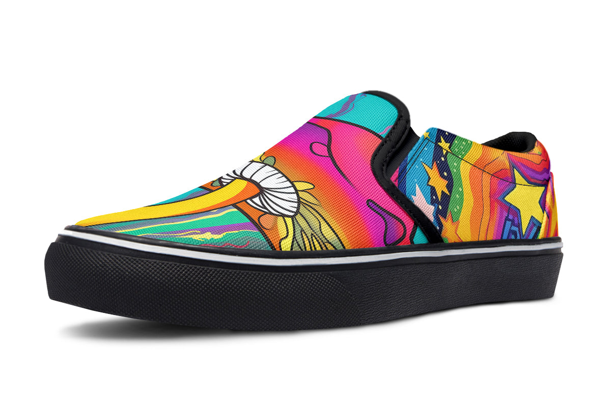 Psychedelic Mushies Slip Ons - Offbeat Sweetie
