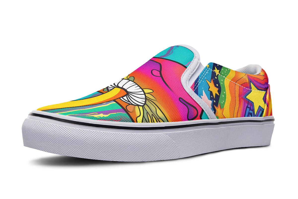 Psychedelic Mushies Slip Ons - Offbeat Sweetie