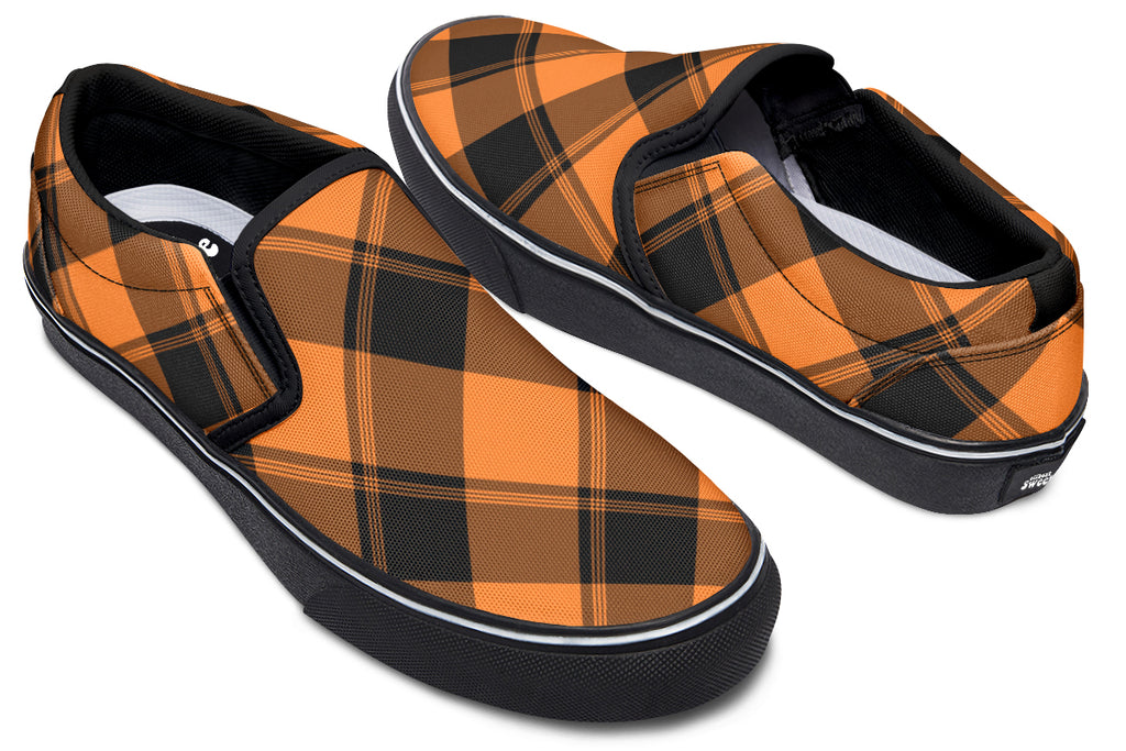 Pumpkin Pop Plaid Slip Ons