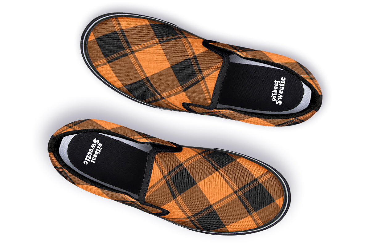 Pumpkin Pop Plaid Slip Ons