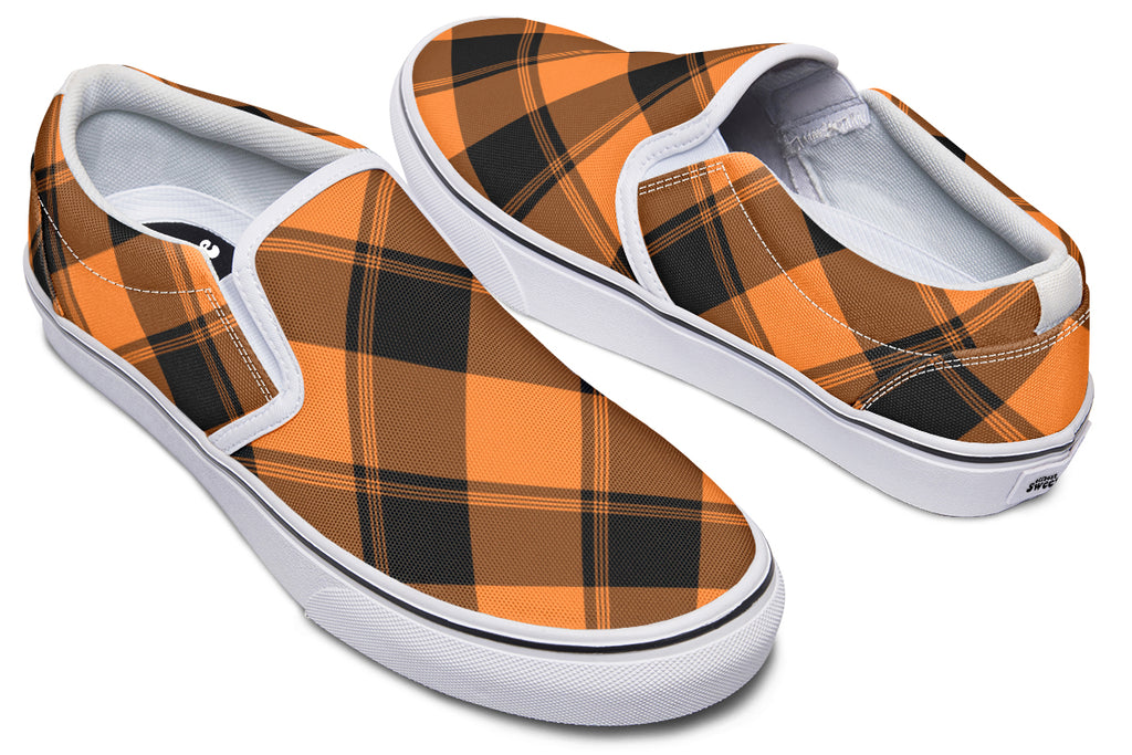 Pumpkin Pop Plaid Slip Ons