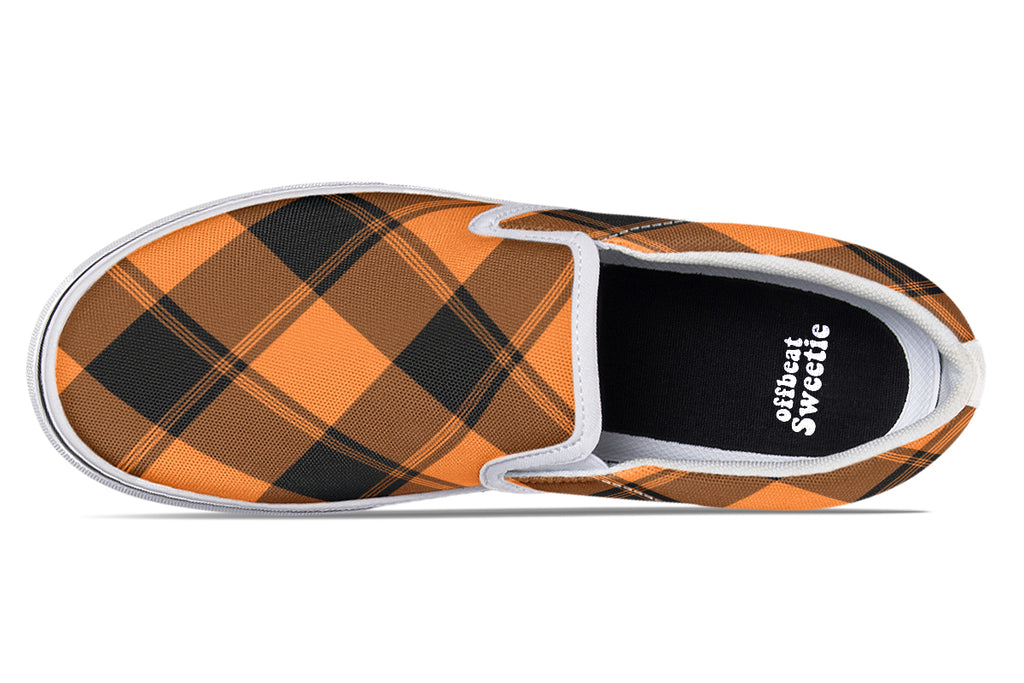 Pumpkin Pop Plaid Slip Ons