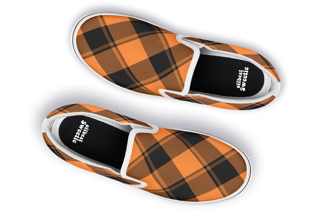 Pumpkin Pop Plaid Slip Ons