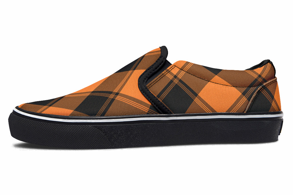 Pumpkin Pop Plaid Slip Ons