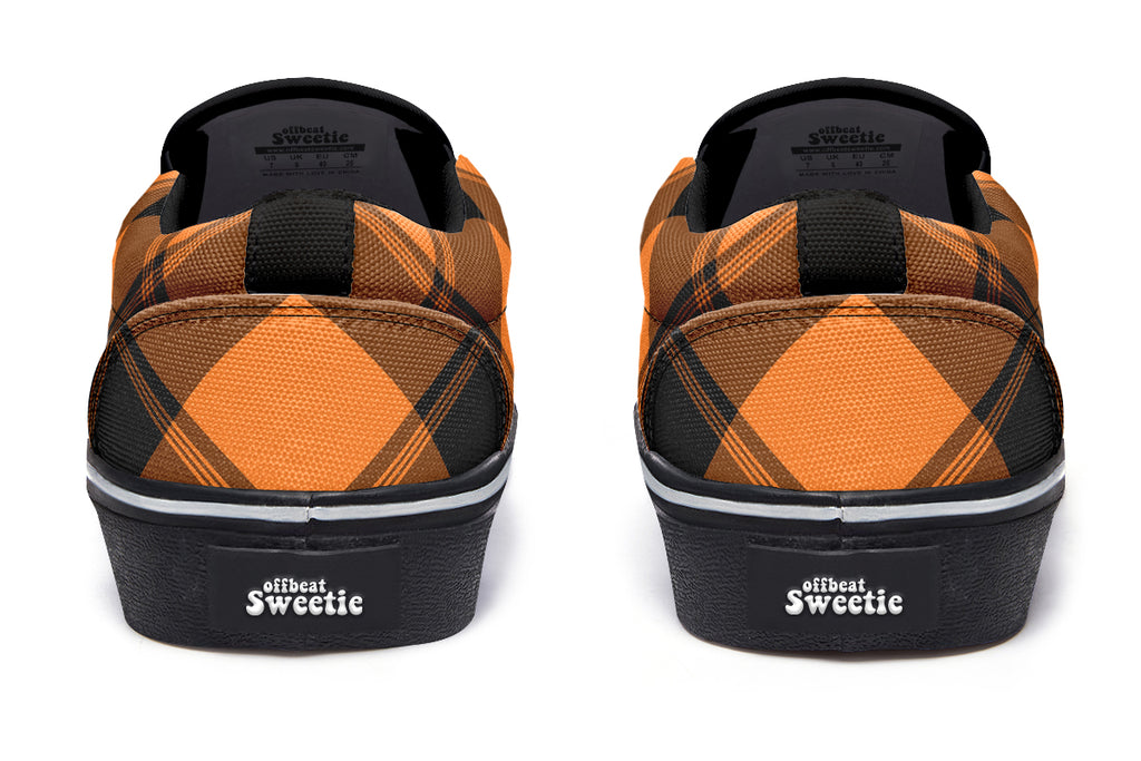 Pumpkin Pop Plaid Slip Ons