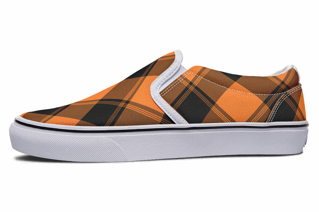 Pumpkin Pop Plaid Slip Ons