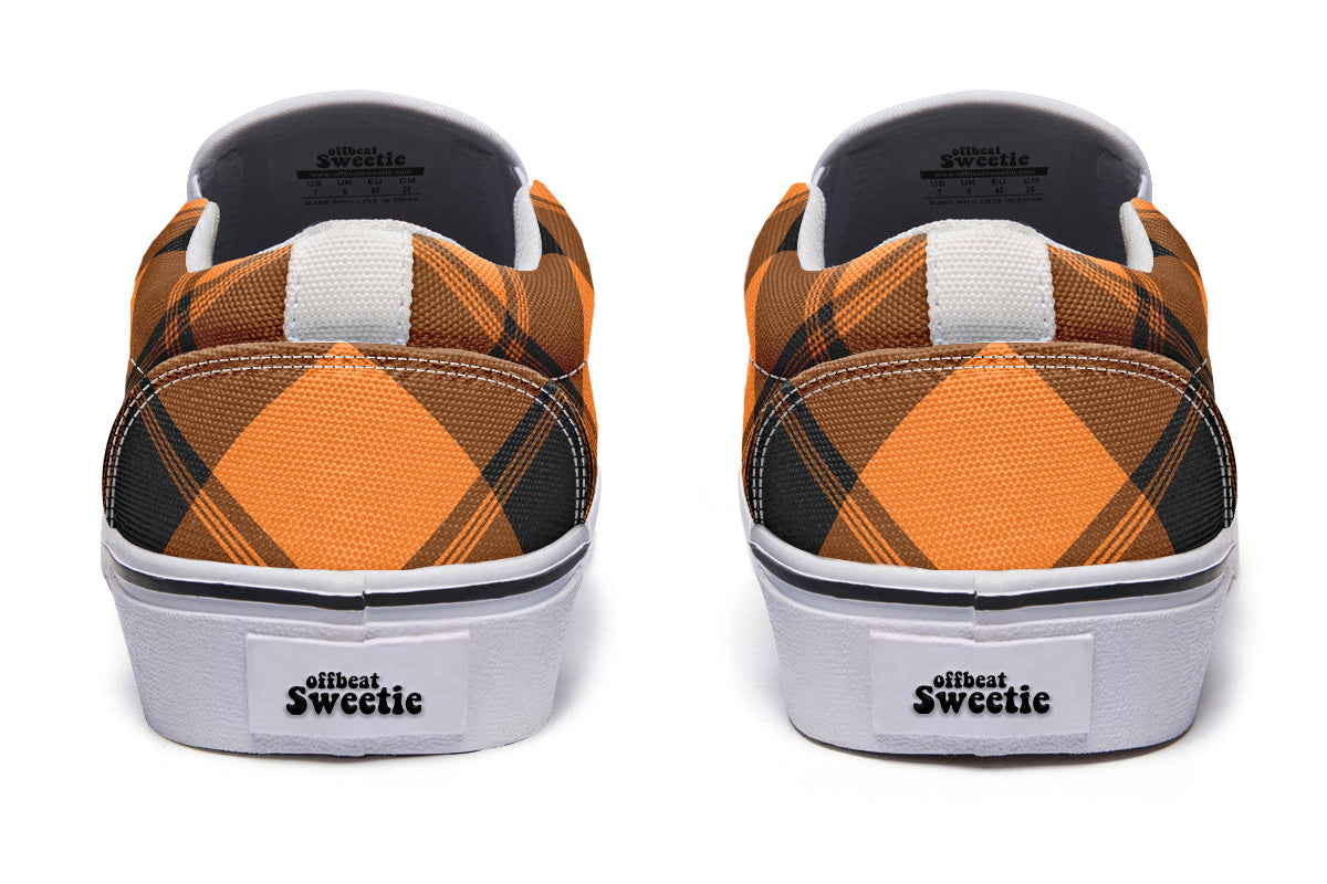 Pumpkin Pop Plaid Slip Ons