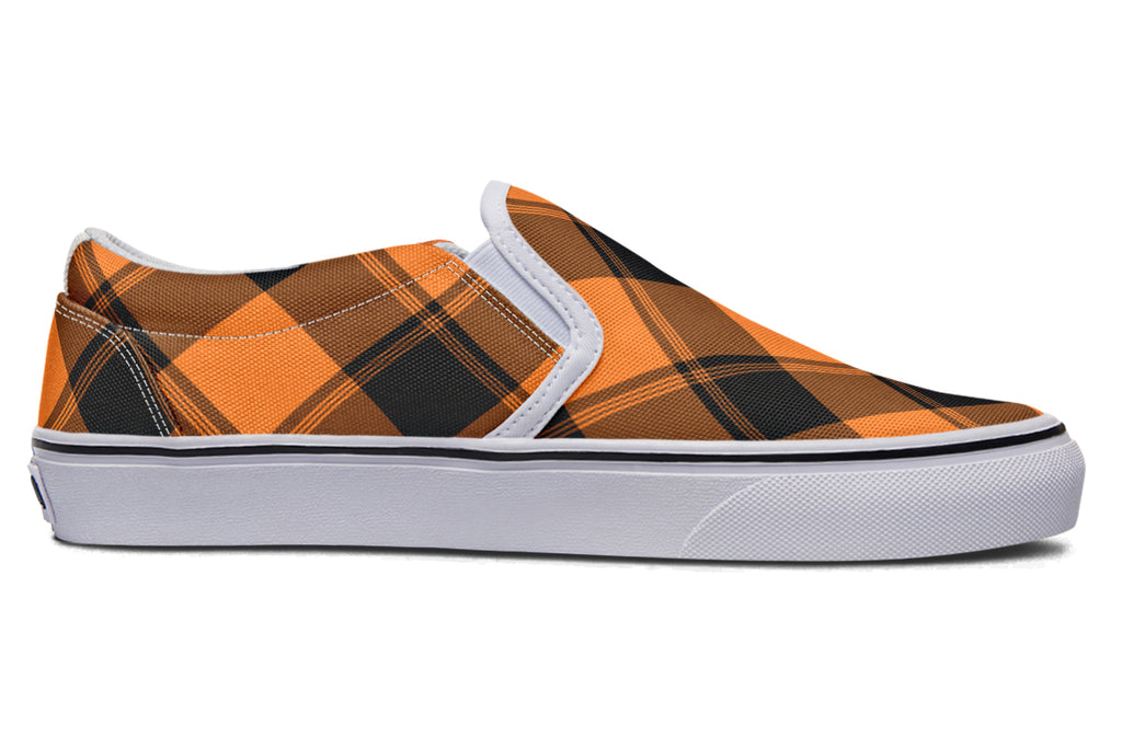 Pumpkin Pop Plaid Slip Ons