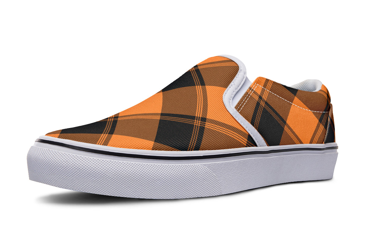 Pumpkin Pop Plaid Slip Ons
