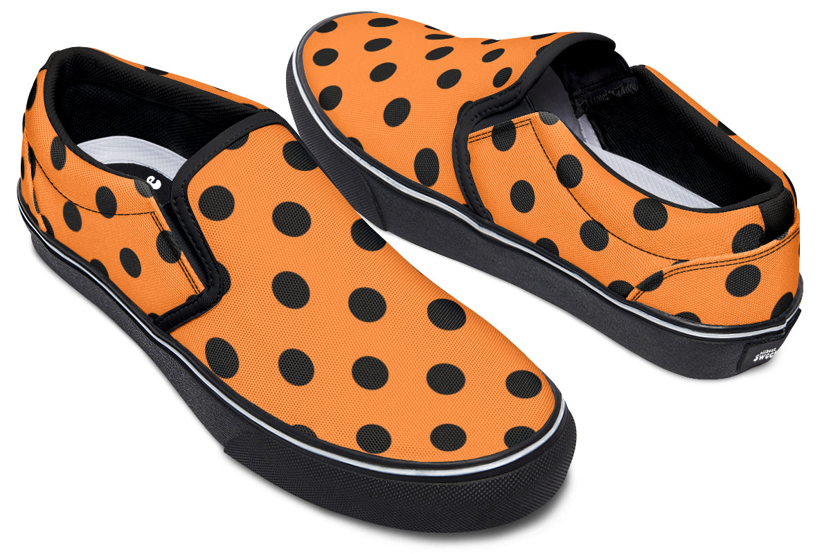 Pumpkin Pop Polka Dot Slip Ons