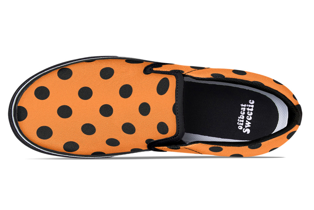 Pumpkin Pop Polka Dot Slip Ons