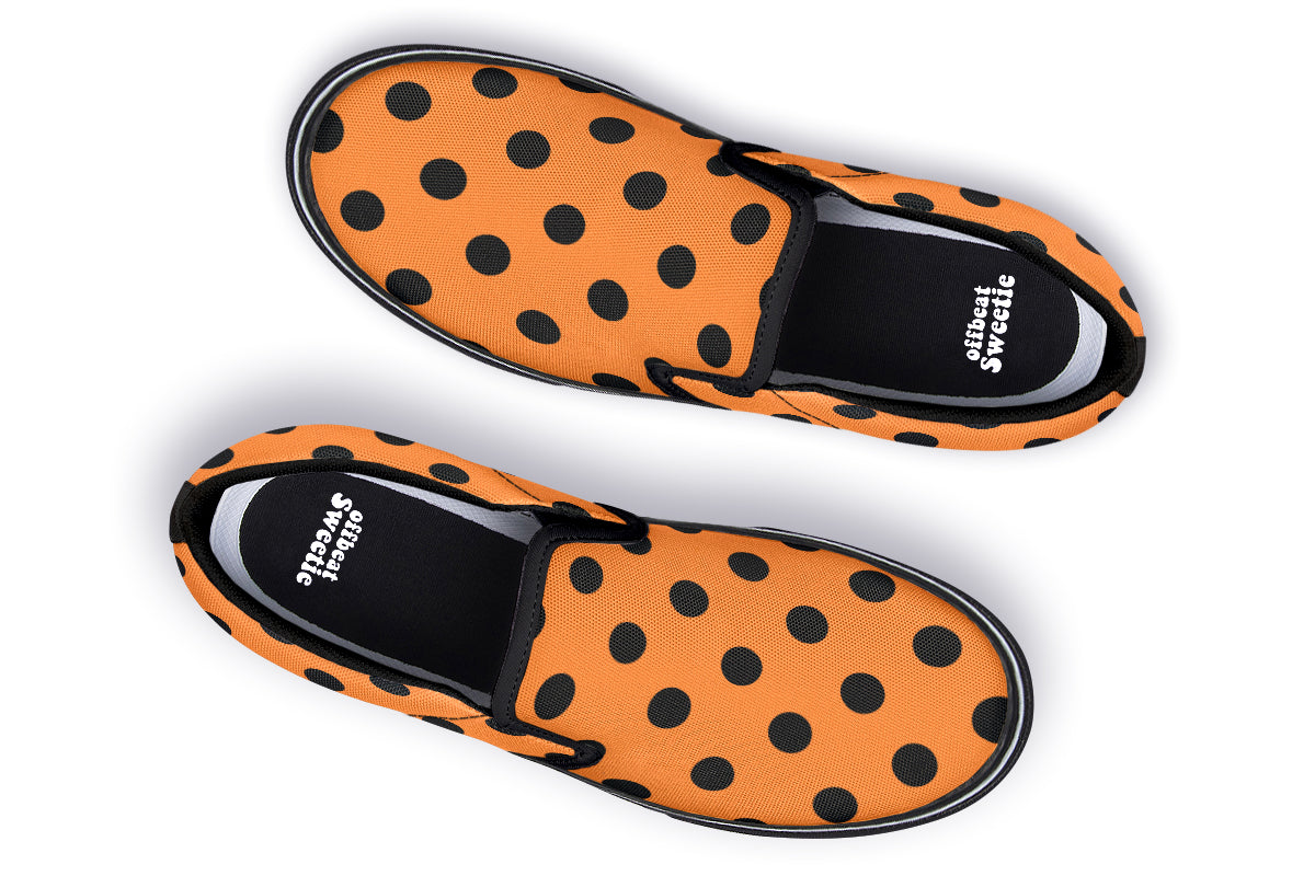 Pumpkin Pop Polka Dot Slip Ons