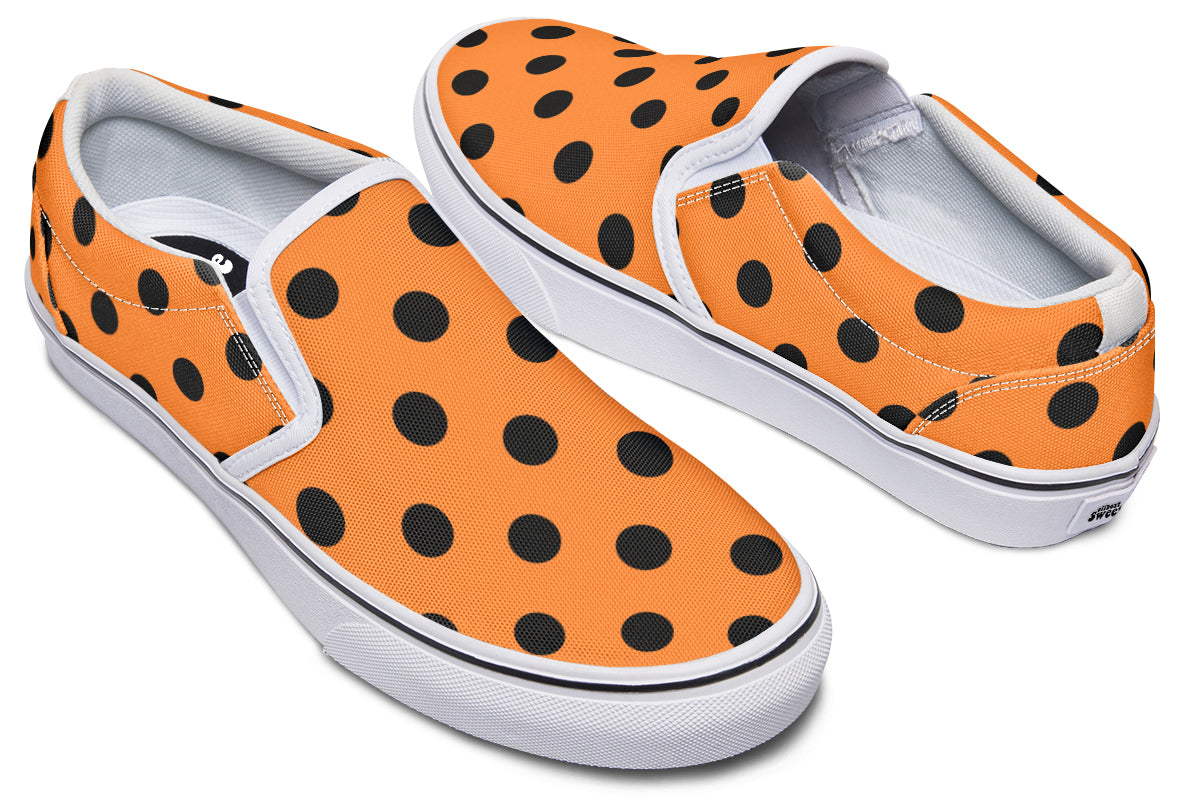 Pumpkin Pop Polka Dot Slip Ons