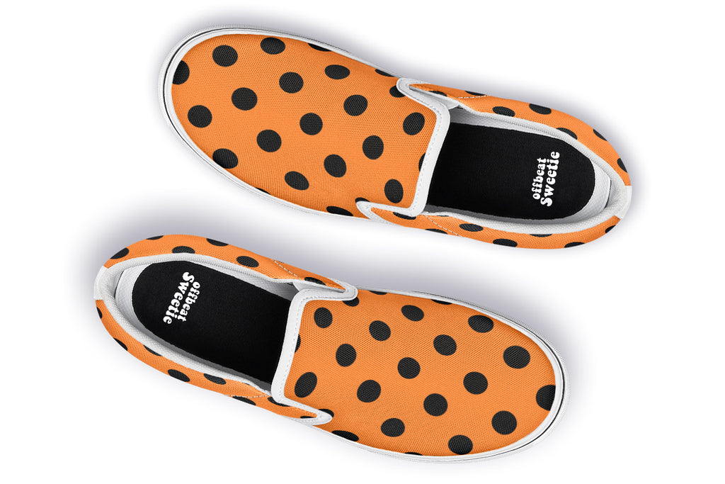 Pumpkin Pop Polka Dot Slip Ons
