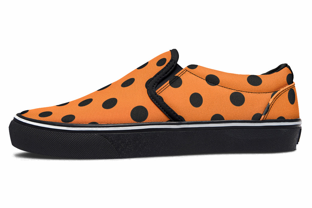 Pumpkin Pop Polka Dot Slip Ons
