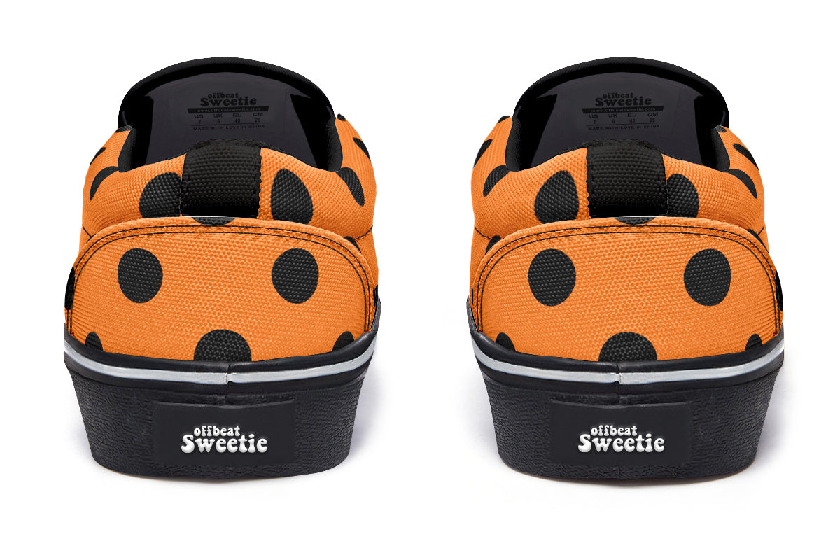 Pumpkin Pop Polka Dot Slip Ons