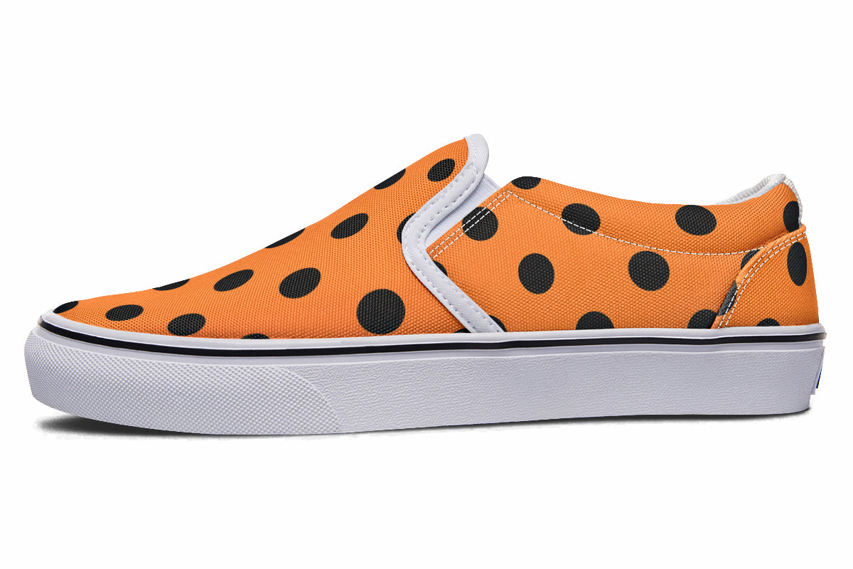 Pumpkin Pop Polka Dot Slip Ons