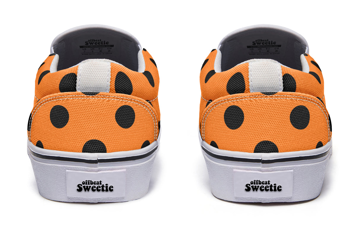 Pumpkin Pop Polka Dot Slip Ons