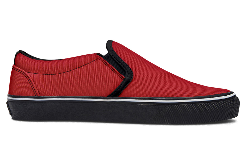 Purple And Red Mismatch Slip Ons - Offbeat Sweetie