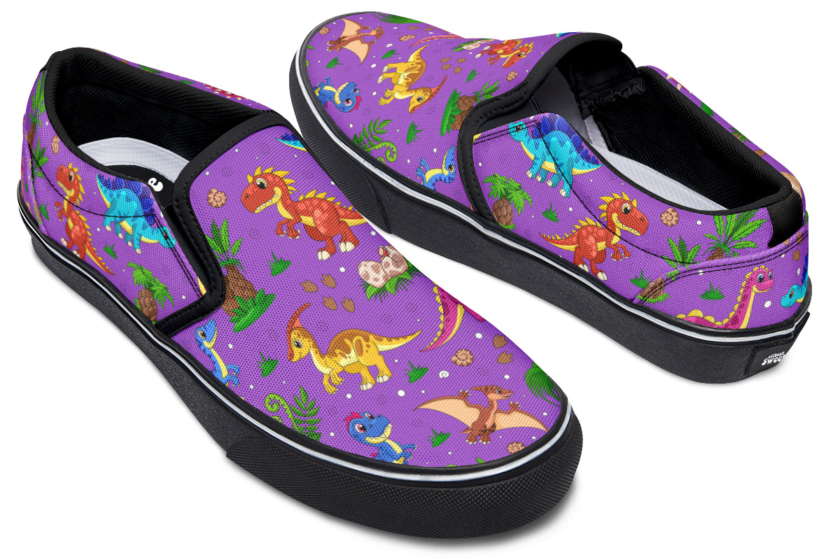Purple Baby Dinos Slip Ons - Offbeat Sweetie