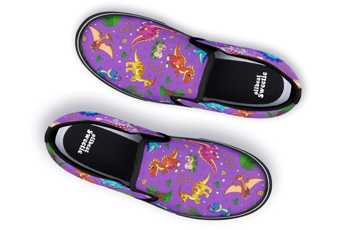 Purple Baby Dinos Slip Ons - Offbeat Sweetie