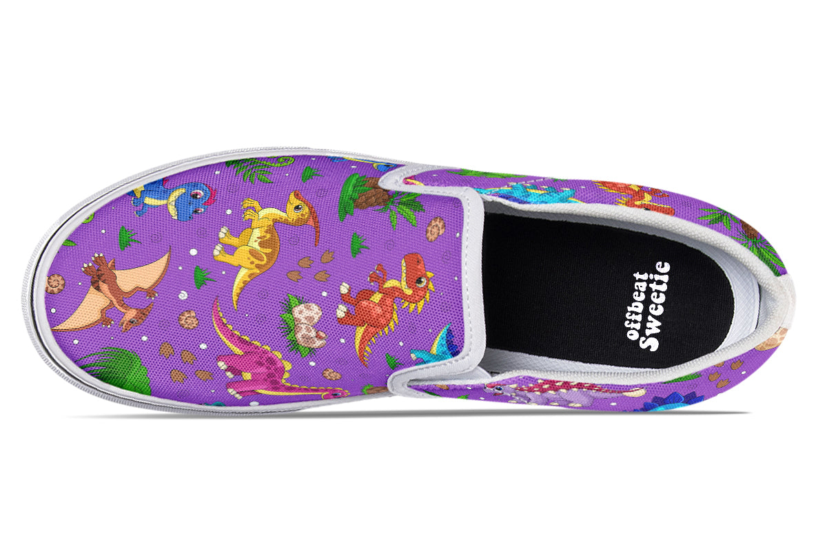 Purple Baby Dinos Slip Ons - Offbeat Sweetie