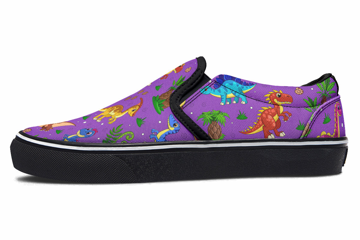 Purple Baby Dinos Slip Ons - Offbeat Sweetie